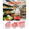 VEVOR Shopping Baskets, 12 PCS, 22L Stackable Metal Grocery Baskets with Handles, Dense Mesh Structure, Holds up to 44 lbs, Portable for Grocery, Retail, Stores, Supermarket, Bookstore, Home Use, Red