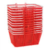 VEVOR Shopping Baskets, 12 PCS, 22L Stackable Metal Grocery Baskets with Handles, Dense Mesh Structure, Holds up to 44 lbs, Portable for Grocery, Retail, Stores, Supermarket, Bookstore, Home Use, Red