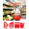 VEVOR Shopping Baskets, 12 PCS, 21L Stackable PE Plastic Grocery Baskets with Handles, Dense Mesh Structure, Holds up to 20 lbs, Portable for Grocery, Retail, Stores, Supermarket, Home Use, Red