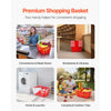 VEVOR Shopping Baskets, 12 PCS, 21L Stackable PE Plastic Grocery Baskets with Handles, Dense Mesh Structure, Holds up to 20 lbs, Portable for Grocery, Retail, Stores, Supermarket, Home Use, Red