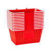 VEVOR Shopping Baskets, 12 PCS, 21L Stackable PE Plastic Grocery Baskets with Handles, Dense Mesh Structure, Holds up to 20 lbs, Portable for Grocery, Retail, Stores, Supermarket, Home Use, Red