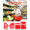 VEVOR Shopping Baskets, 20 PCS, 21L Stackable PE Plastic Grocery Baskets with Handles, Dense Mesh Structure, Holds up to 20 lbs, Portable for Grocery, Retail, Stores, Supermarket, Home Use, Red