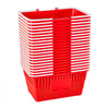 VEVOR Shopping Baskets, 20 PCS, 21L Stackable PE Plastic Grocery Baskets with Handles, Dense Mesh Structure, Holds up to 20 lbs, Portable for Grocery, Retail, Stores, Supermarket, Home Use, Red