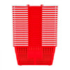 VEVOR Shopping Baskets, 20 PCS, 21L Stackable PE Plastic Grocery Baskets with Handles, Dense Mesh Structure, Holds up to 20 lbs, Portable for Grocery, Retail, Stores, Supermarket, Home Use, Red
