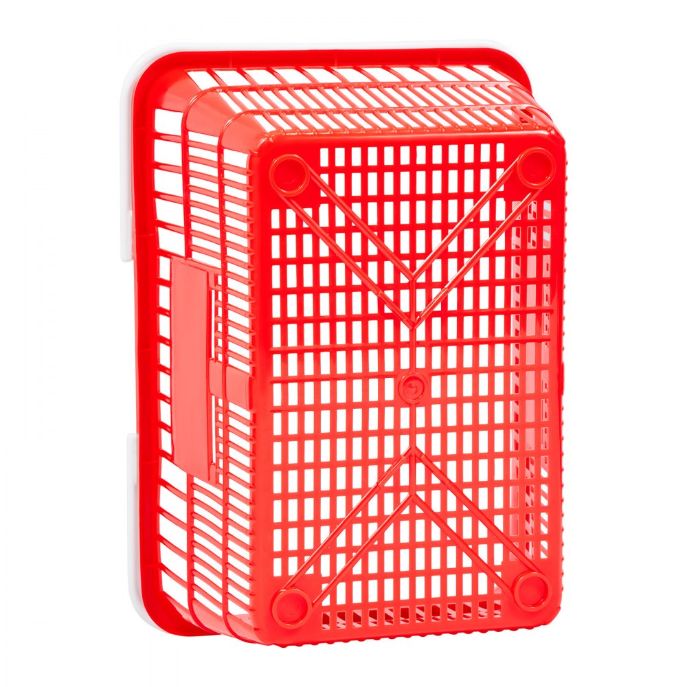 VEVOR Shopping Baskets, 20 PCS, 21L Stackable PE Plastic Grocery Baskets with Handles, Dense Mesh Structure, Holds up to 20 lbs, Portable for Grocery, Retail, Stores, Supermarket, Home Use, Red