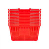 VEVOR Shopping Baskets, 12 PCS, 21L Stackable PE Plastic Grocery Baskets with Metal Handles, Dense Mesh Structure, Holds up to 20 lbs, Portable for Grocery, Retail, Stores, Supermarket, Home Use, Red