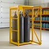 VEVOR Vertical Cylinder Storage Cabinet, 31"L x 30"W x 65"H, 9 Cylinder Capacity, Propane Storage Cage with Chain, Lock and Keys, Yellow Powder-Coated Carbon Steel, for Propane, Oxygen, Nitrogen