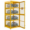 VEVOR Horizontal Cylinder Storage Cabinet, 30"L x 30"W x 70.3"H, 8 Cylinder Capacity, 4-Tier Propane Storage Cage, with Lock and Keys, Yellow Powder-Coated Carbon Steel, for Propane, Oxygen, Nitrogen