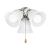 VEVOR Ceiling Fan Light Kit, Three-Light 3000K 750lm Fan Light Kit with Pull Chain, Replacement Fixture for Living Room, Bedroom, Dining Room, Home Decor, Cloud White Glass & Brushed Nickel Finish