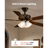 VEVOR Ceiling Fan Light Kit, Four-Light 3000K 750lm Fan Light Kit with Pull Chain, Replacement Light Fixture for Living Room, Bedroom, Home Decor, Cloud White Glass Shade Brushed Nickel, Floral Shape