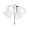 VEVOR Ceiling Fan Light Kit, Four-Light 3000K 750lm Fan Light Kit with Pull Chain, Replacement Light Fixture for Living Room, Bedroom, Home Decor, Cloud White Glass Shade Brushed Nickel, Floral Shape