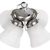 VEVOR Ceiling Fan Light Kit, Four-Light 3000K 750lm Fan Light Kit with Pull Chain, Replacement Light Fixture for Living Room, Bedroom, Home Decor, Cloud White Glass Shade Brushed Nickel, Floral Shape