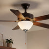 VEVOR Ceiling Fan Light Kit, 750lm 3000K Bowl Shaped Fan Light Kit with Pull Chain, 2 LED Bulbs, Replacement Fixture for Living Room, Dining Room, Bedroom, Indoor, White Glass Shade Brushed Nickel