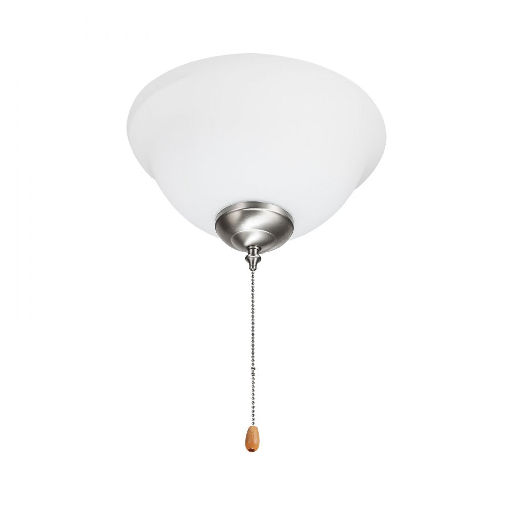 VEVOR Ceiling Fan Light Kit, 750lm 3000K Bowl Shaped Fan Light Kit with Pull Chain, 2 LED Bulbs, Replacement Fixture for Living Room, Dining Room, Bedroom, Indoor, White Glass Shade Brushed Nickel