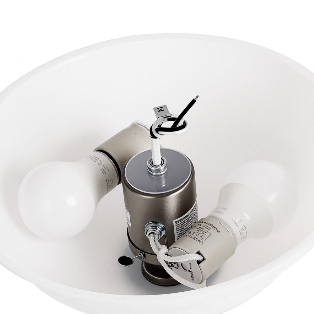 VEVOR Ceiling Fan Light Kit, 750lm 3000K Bowl Shaped Fan Light Kit with Pull Chain, 2 LED Bulbs, Replacement Fixture for Living Room, Dining Room, Bedroom, Indoor, White Glass Shade Brushed Nickel