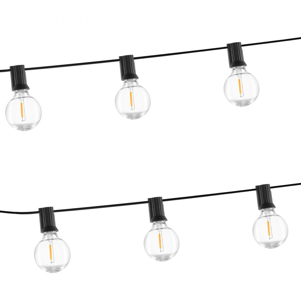 VEVOR Solar Outdoor String Lights, 100FT, 2700K Dimmable Patio Lights with Remote Control, 50 Solar Powered LED G40 Bulbs, Waterproof Hanging Lights for Outside Porch Backyard Garden Bistro Decor