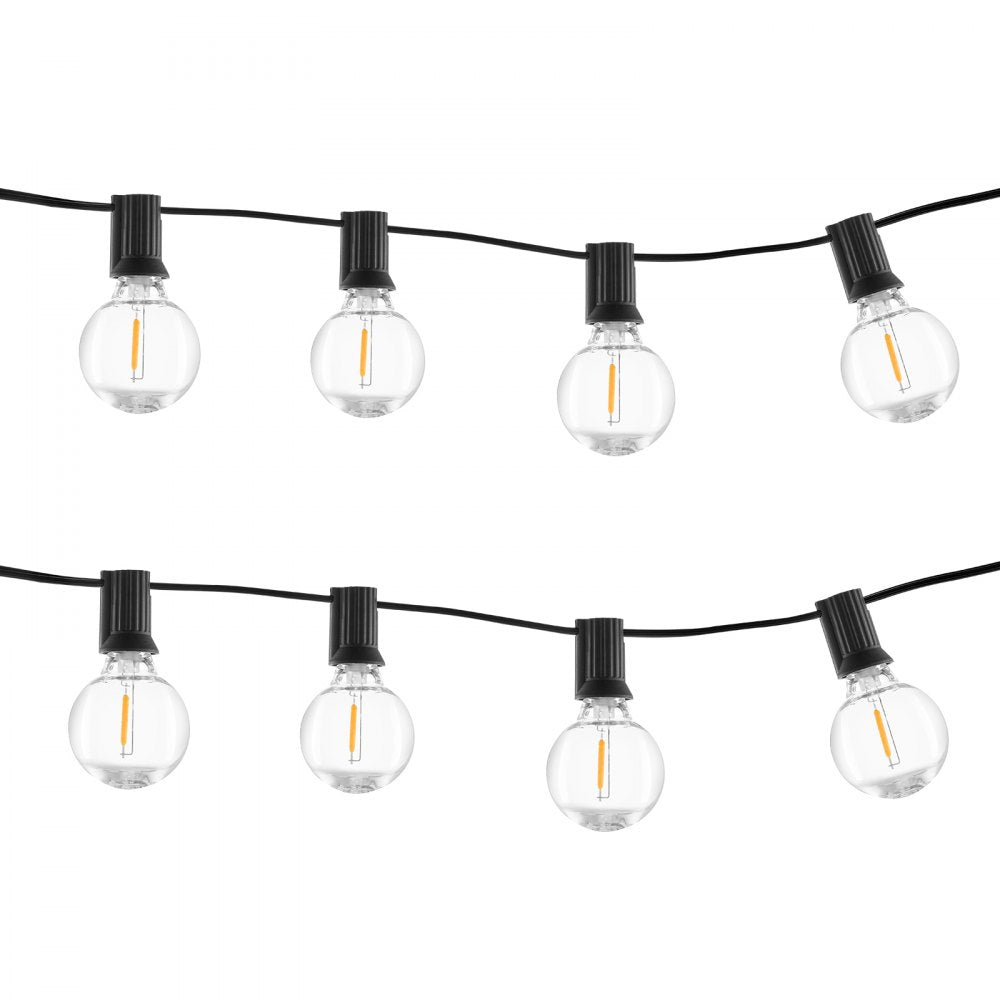 VEVOR LED Outdoor String Lights, 100FT, 2700K Dimmable Outside Patio Lights with 50 G40 Shatterproof Bulbs E12 Socket Base, Waterproof Hanging Lights for Porch Backyard Garden Balcony Party Decor
