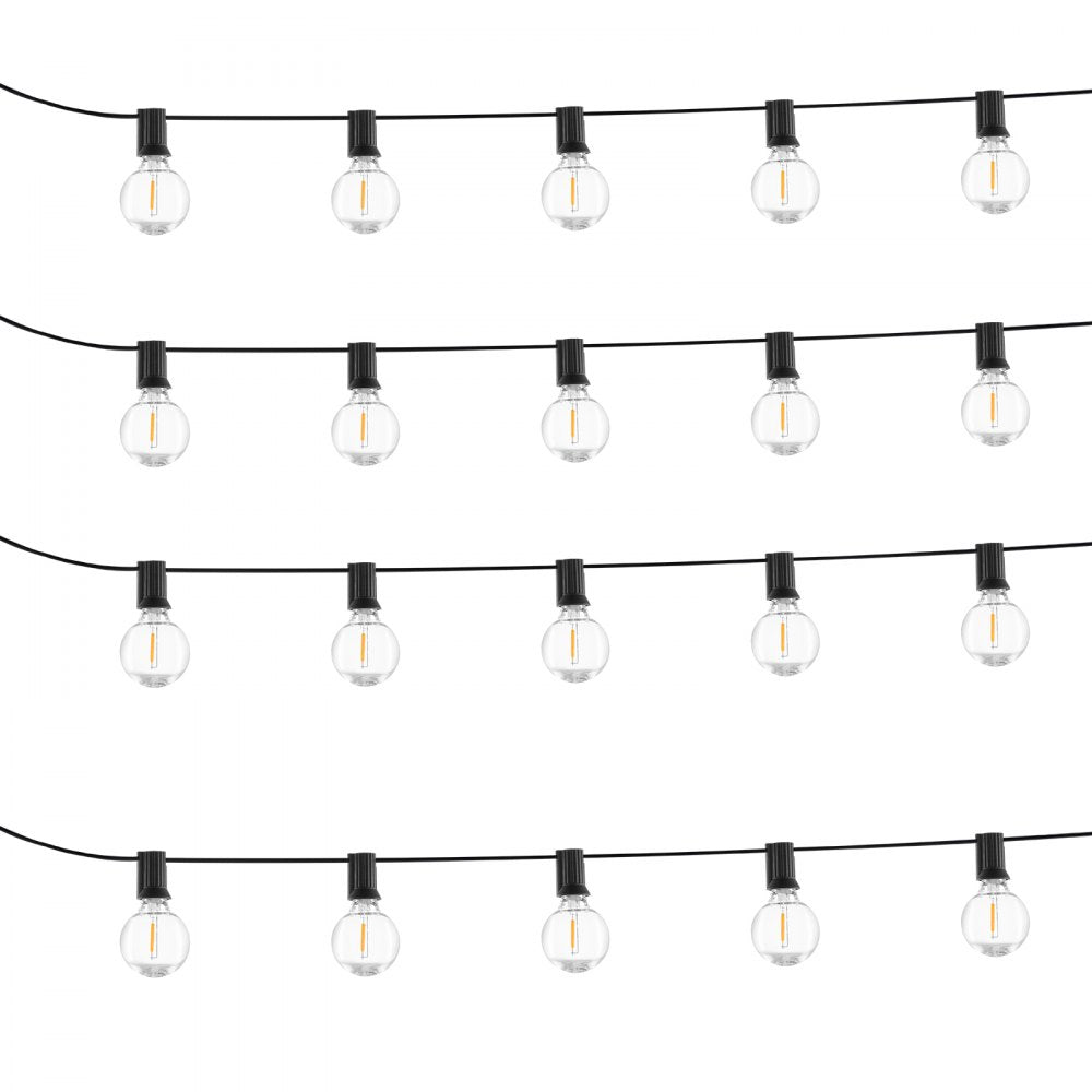 VEVOR LED Outdoor String Lights, 100FT, 2700K Dimmable Outside Patio Lights with 50 G40 Shatterproof Bulbs E12 Socket Base, Waterproof Hanging Lights for Porch Backyard Garden Balcony Party Decor