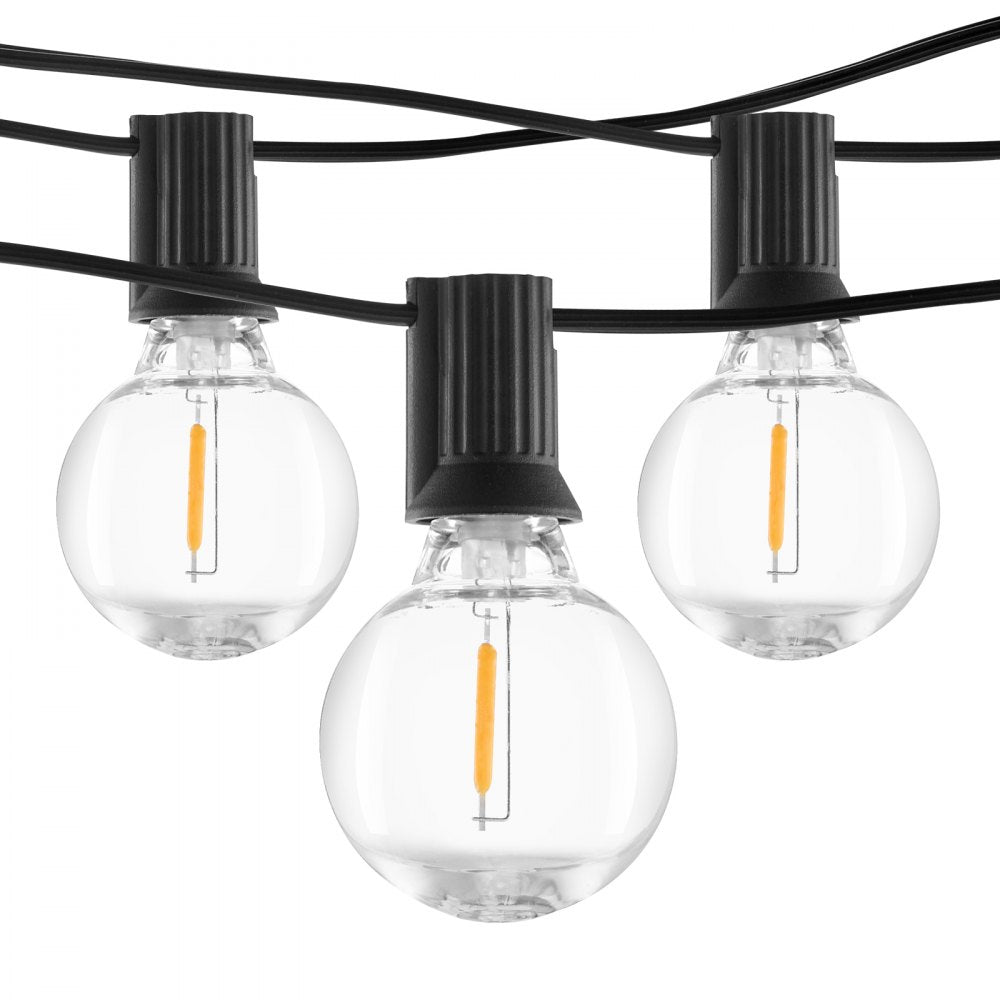VEVOR LED Outdoor String Lights, 100FT, 2700K Dimmable Outside Patio Lights with 50 G40 Shatterproof Bulbs E12 Socket Base, Waterproof Hanging Lights for Porch Backyard Garden Balcony Party Decor