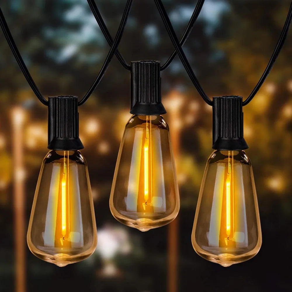 VEVOR LED Outdoor String Lights, 200FT, 2700K Dimmable Outside Patio Lights with 100 ST38 Shatterproof Bulbs E12 Socket Base, Waterproof Hanging Lights for Porch Backyard Garden Balcony Party Decor