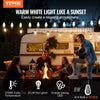VEVOR LED Outdoor String Lights, 50FT, 2700K Dimmable Outside Patio Lights with 15 S14 Shatterproof Bulbs E12 Socket Base, Waterproof Hanging Lights for Porch Backyard Garden Balcony Deck Party Decor