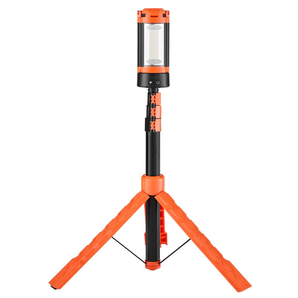 VEVOR LED Work Light with Stand, 6Ah, Rechargeable Cordless Camping Light, with 3 Lamp Heads, Detachable Tripod Stand, 2200 Lumens 3000K-6500K Dimmable, Portable Construction Lighting for Job Site