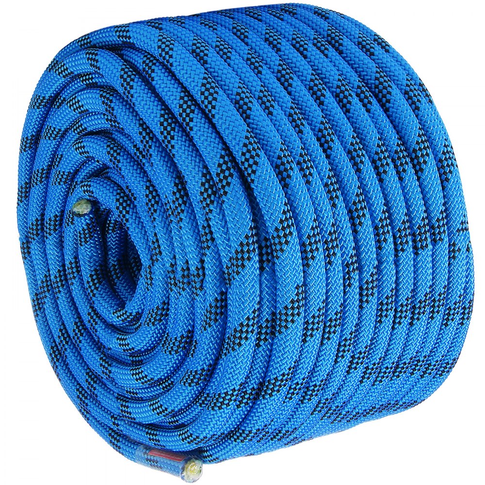 VEVOR 12.7mm Static Climbing Rope, 60.9M(200ft) Outdoor Rock Climbing Rope 30KN Breaking Tension, Fiber Rope for Escape, Rappelling, Fire Rescue, Blue