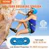 VEVOR 10.5 mm Static Climbing Rope, 9.7M(32ft) Outdoor Rock Climbing Rope 25KN Breaking Tension, Fiber Rope with Steel Snap Hooks for Escape, Rappelling, Fire Rescue, Blue