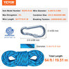 VEVOR 10.5 mm Static Climbing Rope, 19.5M(64ft) Outdoor Rock Climbing Rope 25KN Breaking Tension, Fiber Rope with Steel Snap Hooks for Escape, Rappelling, Fire Rescue, Blue