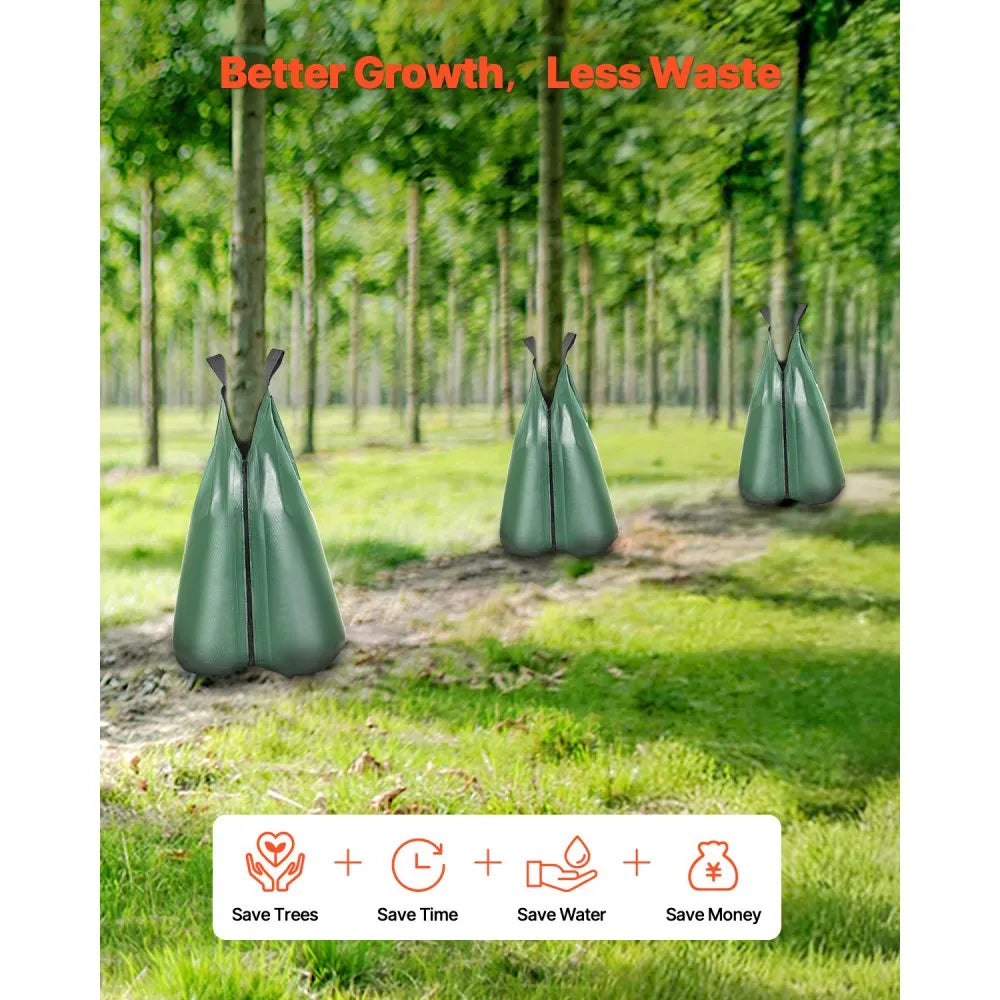 VEVOR Tree Watering Bag, 12 Packs 20 Gallons Watering Bags for New Trees, 5-9 Hours Slow Release Refillable Tree Drip Irrigation Bags with Zipper, Durable Tree Watering System for Deep Root Targeting