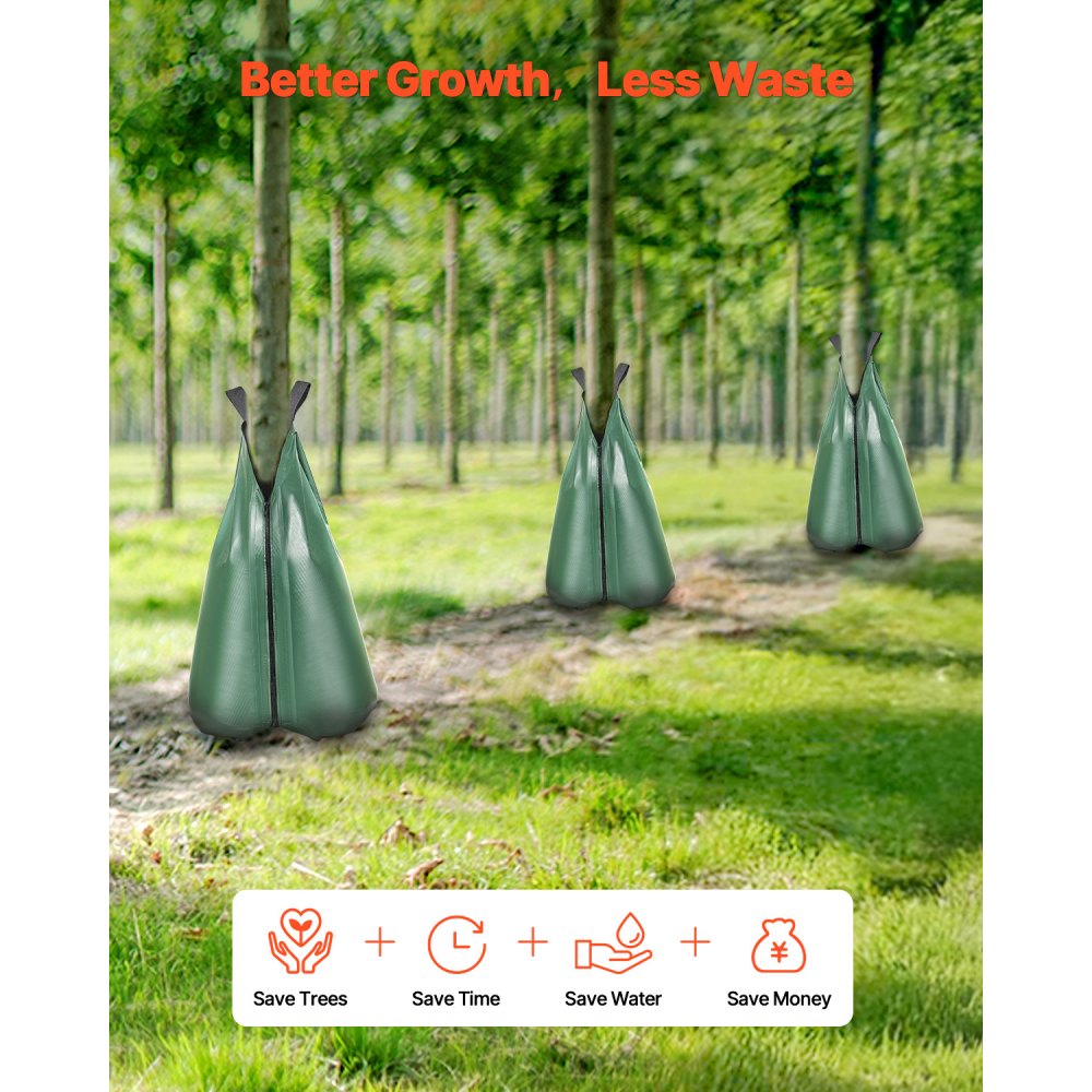VEVOR Tree Watering Bag, 3 Packs 20 Gallons Watering Bags for New Trees, 5-9 Hours Slow Release Refillable Tree Drip Irrigation Bags with Zipper, Durable Tree Watering System for Deep Root Targeting