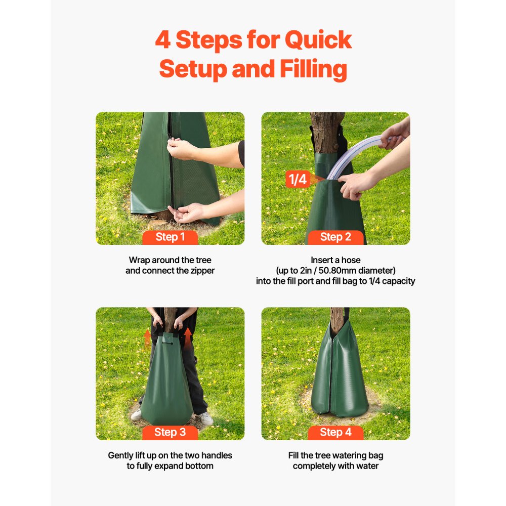 VEVOR Tree Watering Bag, 3 Packs 20 Gallons Watering Bags for New Trees, 5-9 Hours Slow Release Refillable Tree Drip Irrigation Bags with Zipper, Durable Tree Watering System for Deep Root Targeting