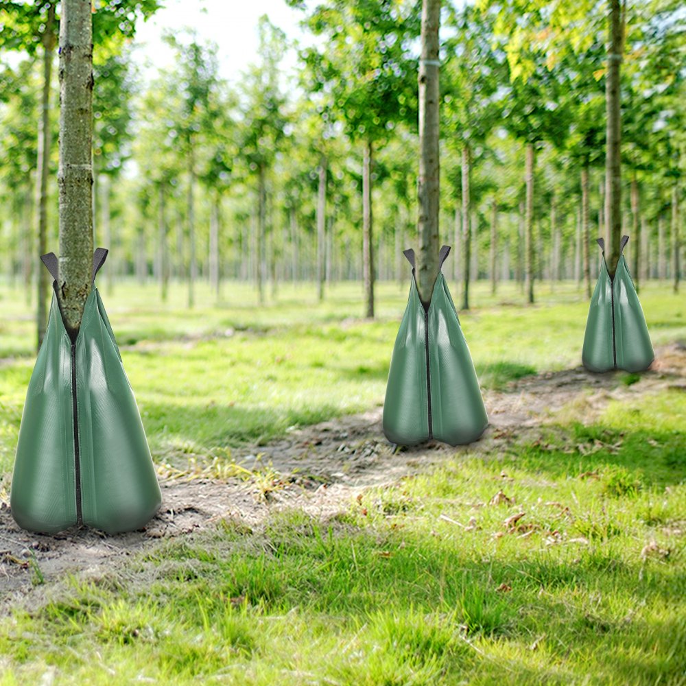 VEVOR Tree Watering Bag, 3 Packs 20 Gallons Watering Bags for New Trees, 5-9 Hours Slow Release Refillable Tree Drip Irrigation Bags with Zipper, Durable Tree Watering System for Deep Root Targeting