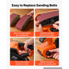 VEVOR 7A Belt Sander 3" x 21" Woodworking Belt Sander 6 Speeds 630-1200 FPM, 2-in-1 Handheld & Benchtop Sanding Machine with 2 Dust Bags, 10PCS Sanding Belts & 2 Clamps for Woodworking Projects