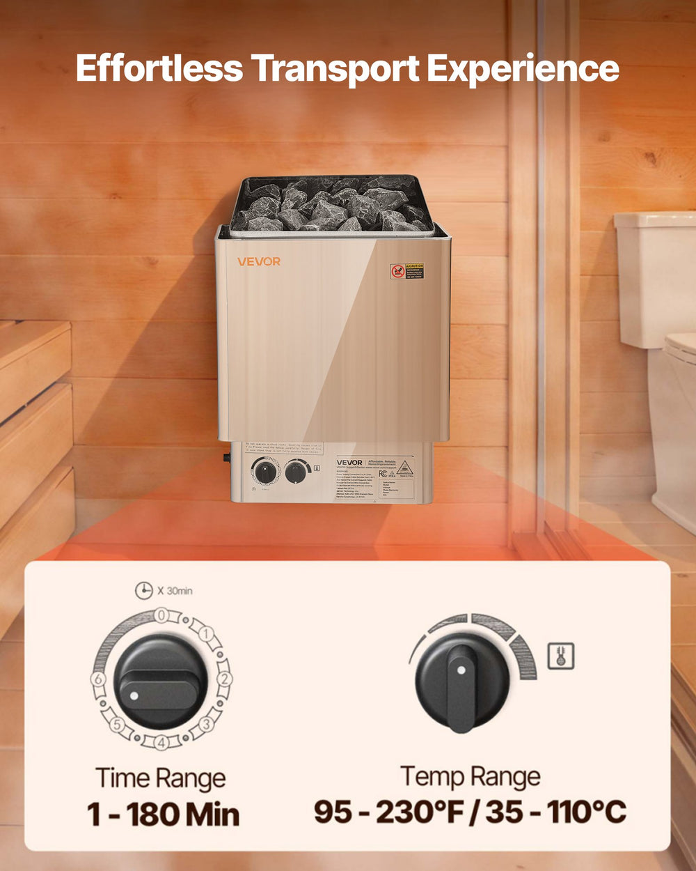 VEVOR Sauna Heater, 4.5KW 240V Electric Sauna Stove, Dry Steam Bath Saunas Stove with Pre-Drilled Bracket, Fit 105 to 210 CU.FT Saunas Rooms, Steam Bath Stoves for Home, Commercial, Leisure Venues