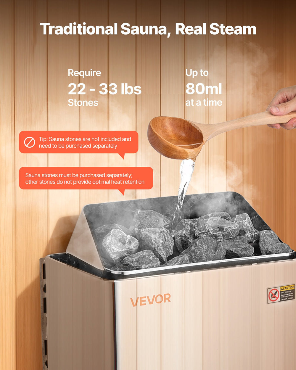 VEVOR Sauna Heater, 6KW 240V Electric Sauna Stove, Dry Steam Bath Saunas Stove with Pre-Drilled Bracket, Fit 176.5 to 317.8 CU.FT Saunas Rooms, Steam Bath Stoves for Home, Commercial, Leisure Venues