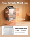Space-saving wall-mount design with pre-drilled bracket; installation clearance guidance