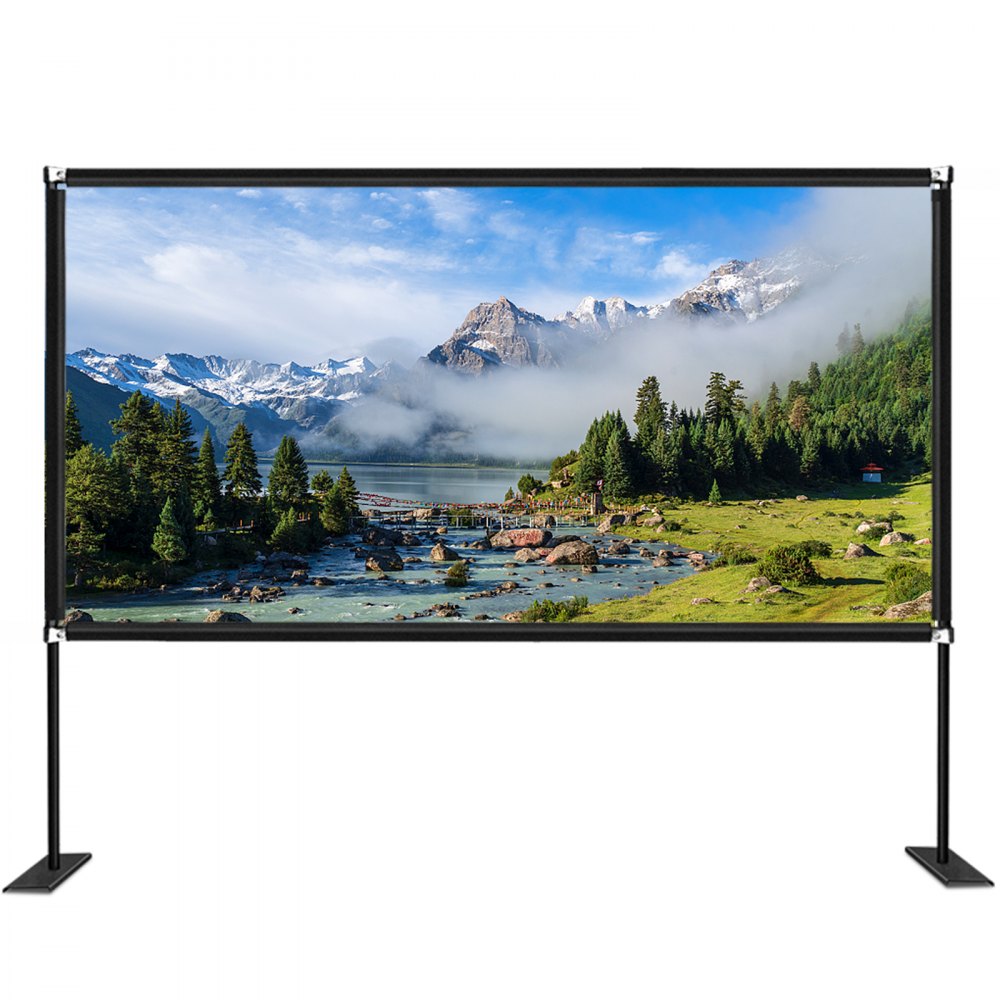 VEVOR Movie Screen with Stand 180inch Portable Projector Screen 16:9 4K HD Wide Angle Outdoor Projector Screen with Stand Easy Assembly with Storage Bag for Indoor and Outdoor Use