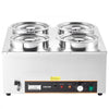 VEVOR Electric Soup Warmer, Four 6.34QT Stainless Steel Round Pot with 86~185°F Adjustable Temp, 1500W Commercial Bain Marie with Anti-dry Burn and Reset Button, Soup Station for Restaurant, Buffet