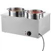 VEVOR Electric Soup Warmer, Two 6.34QT Stainless Steel Round Pot with 86~185°F Adjustable Temp, 1200W Commercial Bain Marie Compatible with Pans, Soup Station for Restaurant, Buffet
