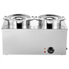 VEVOR Electric Soup Warmer, Two 6.34QT Stainless Steel Round Pot with 86~185°F Adjustable Temp, 1200W Commercial Bain Marie Compatible with Pans, Soup Station for Restaurant, Buffet