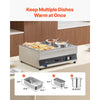 VEVOR Electric Soup Warmer, Two 6.34QT Pots & Three 1/3 Pans, Stainless Steel Commercial Food Warmer with 86~185°F Adjustable Temp, 1500W Bain Marie, Soup Station for Restaurant, Buffet