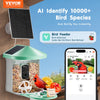 VEVOR Smart Bird Feeder with Camera, 2K HD AI Identify 10000+ Bird Species, Solar-Powered Bird Watching Camera with Auto Capture & Instant Notify, Wireless Outdoor Gift for Bird Lover (3 Solar Panels)