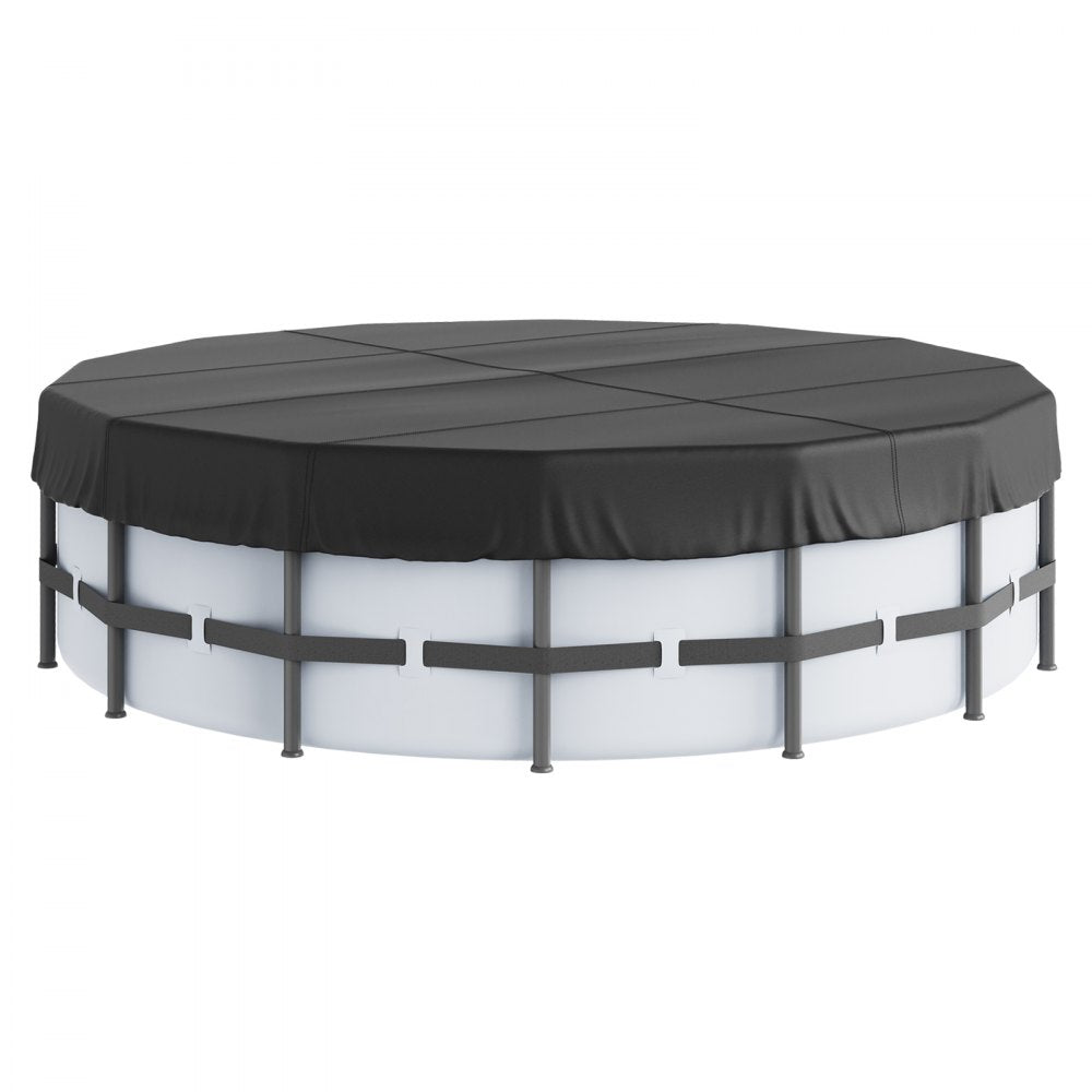 VEVOR 18 Ft Round Pool Cover, Solar Covers for Above Ground Pools, Safety Pool Cover with Drawstring Design, 420D Oxford Fabric Winter Pool Cover, Waterproof and Dustproof, Black