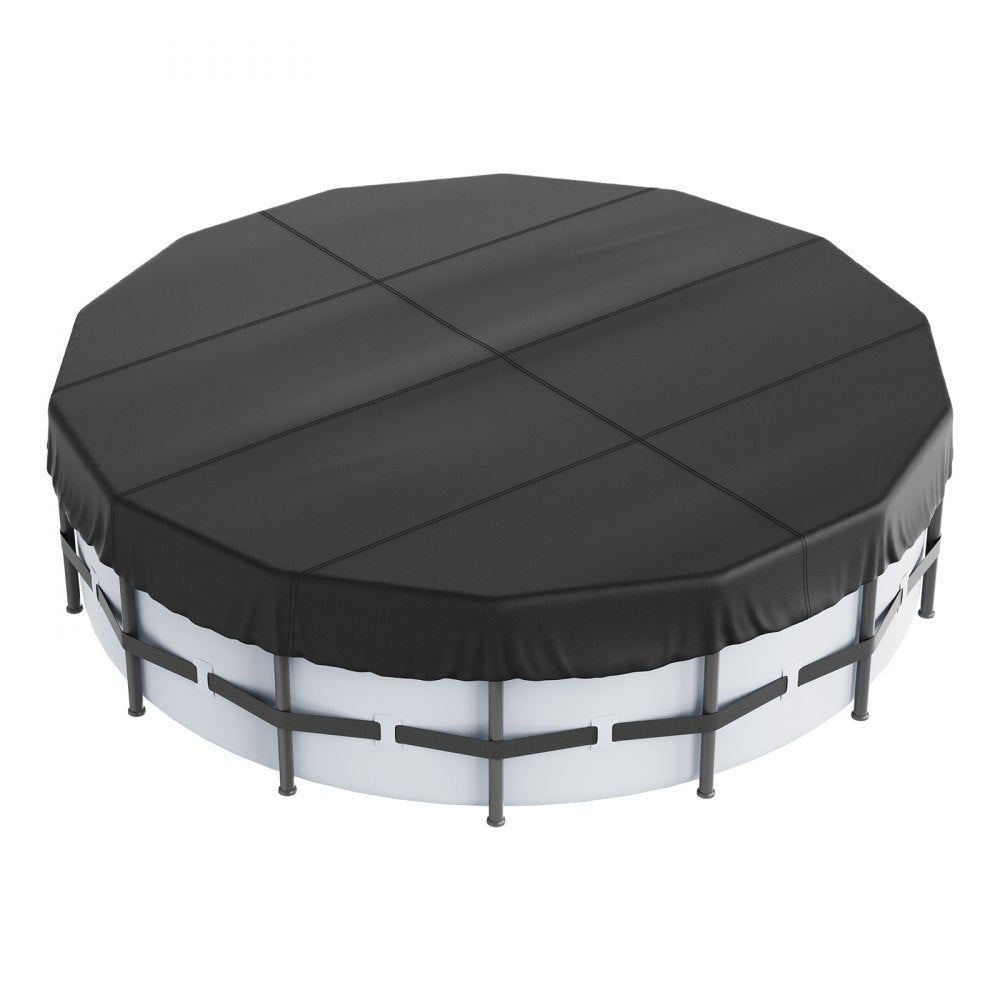 VEVOR 18 Ft Round Pool Cover, Solar Covers for Above Ground Pools, Safety Pool Cover with Drawstring Design, 420D Oxford Fabric Winter Pool Cover, Waterproof and Dustproof, Black