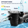 VEVOR Swimming Pool Pump 1.5HP 115V 1100W, Single Speed Pumps for Above Ground, Powerful Pool Pumps with Strainer Filter Basket, 5280 GPH Max. Flow, Certification of ETL for Security