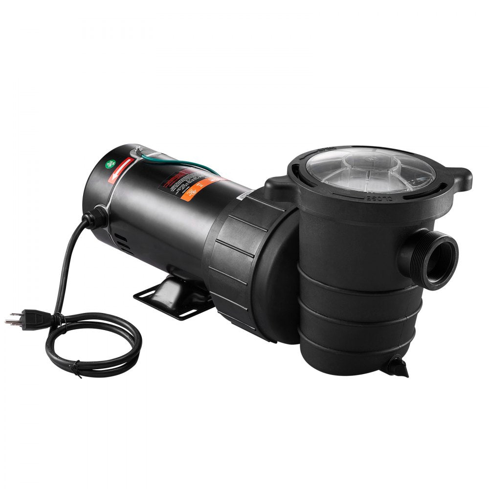 VEVOR Swimming Pool Pump 1.5HP 115V 1100W, Single Speed Pumps for Above Ground, Powerful Pool Pumps with Strainer Filter Basket, 5280 GPH Max. Flow, Certification of ETL for Security