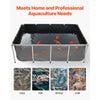 VEVOR Canvas Fish Pond, 470 Gal Above Ground Fish Pond, PVC Koi Tank with Clear Viewing Panel, Rectangular Goldfish Tank with Stainless Steel Frame & Drain Valve, for Breeding Koi, Irrigation(Black)