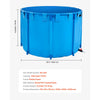 VEVOR Canvas Fish Pond, 448.8 Gal Capacity Above Ground Fish Pond, Foldable PVC Koi Tank, Round Goldfish Tank with Stable Frame and Drain Valve, for Aquaculture, Koi Breeding, and Irrigation (Blue)