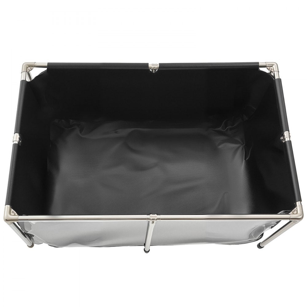 VEVOR Canvas Fish Pond, 126.8 Gal Above Ground Fish Pond, PVC Koi Tank with Clear Viewing Panel, Rectangular Goldfish Tank with Stainless Steel Frame & Drain Valve, for Breeding Koi, Irrigation(Black)